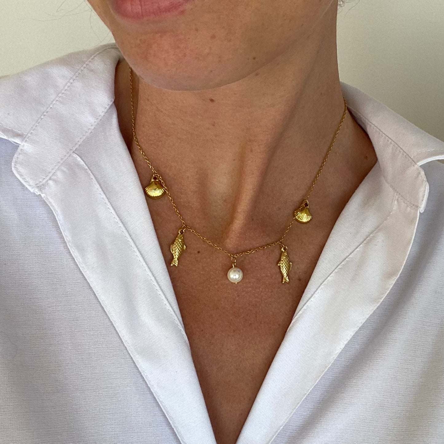 Collier à breloque acier inoxydable inspiré de la mer