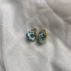 boucles d'oreilles forme fleur petite turquoise