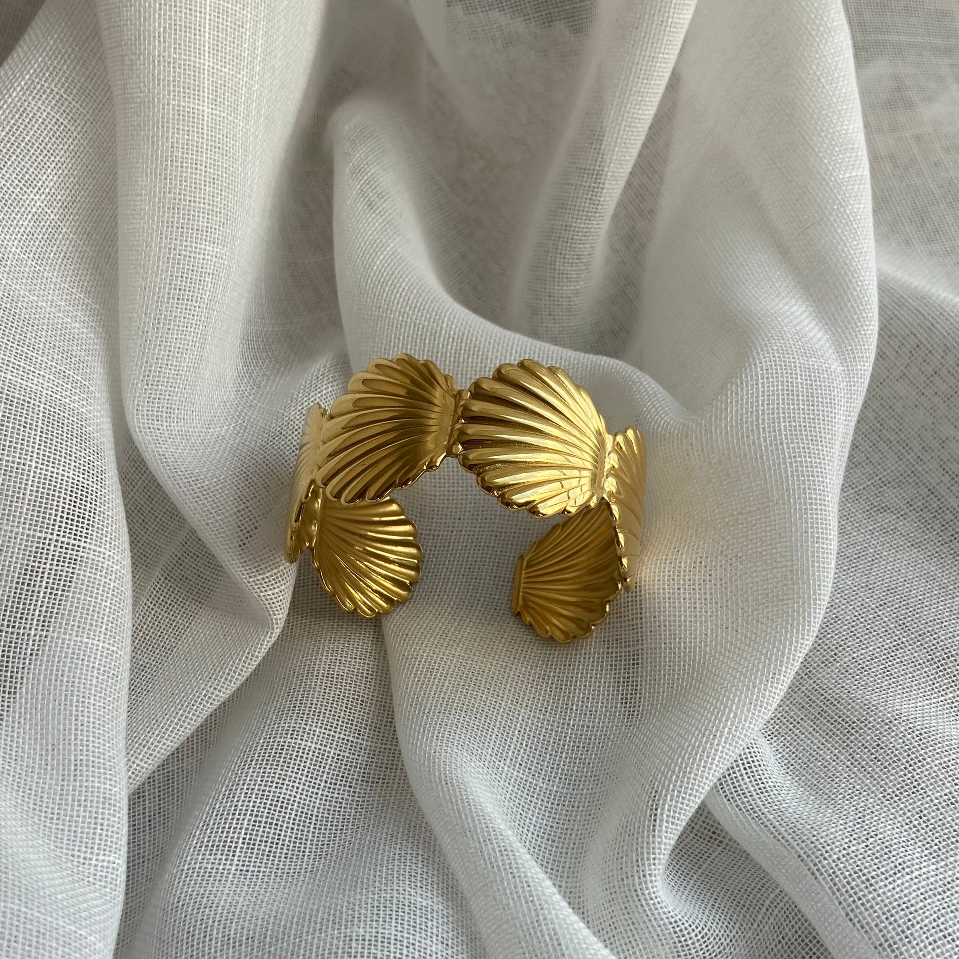 Bracelet jonc acier inoxydable coquillage