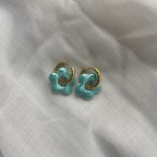 boucles d'oreilles forme fleur bleu