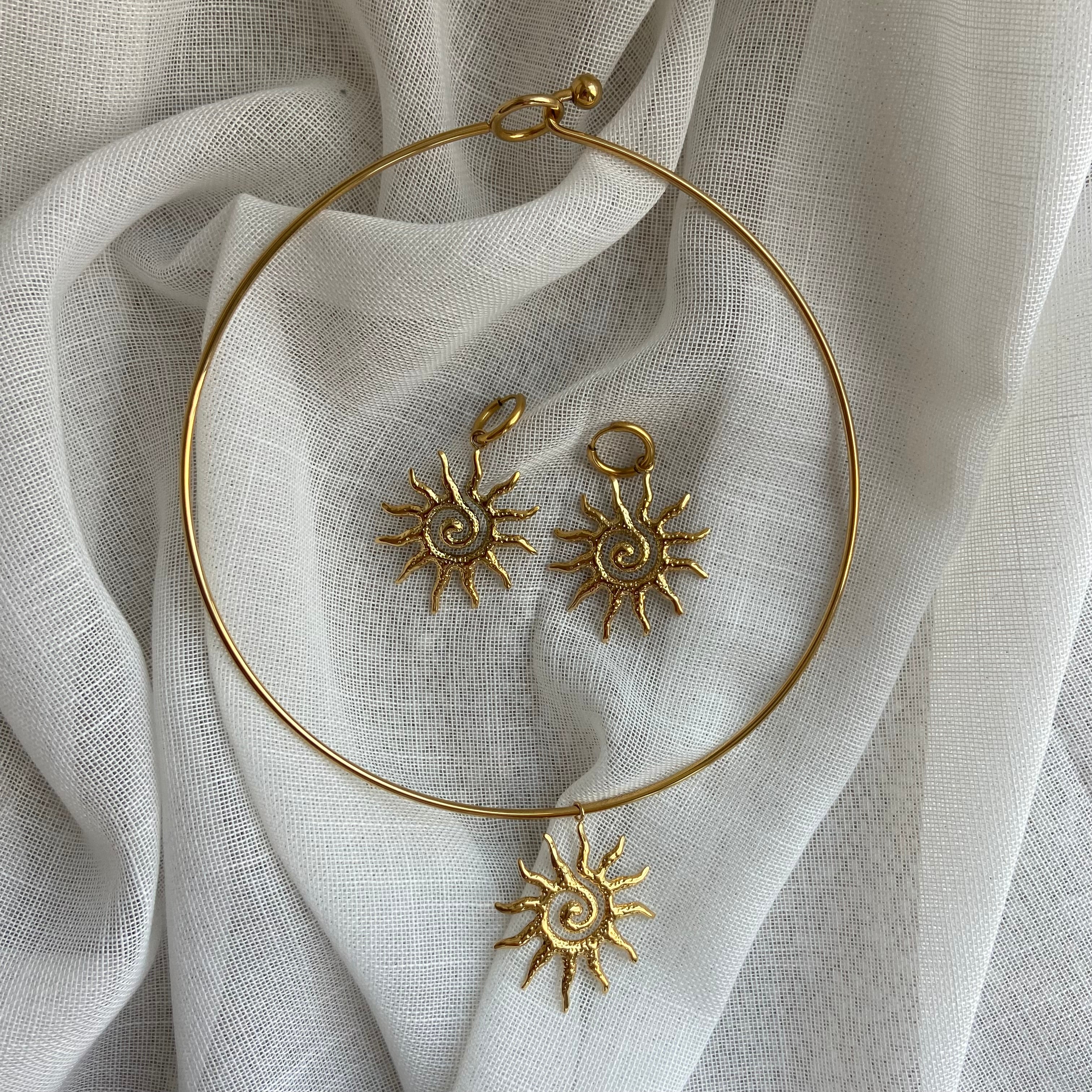 Collier jonc et boucles d'oreilles Porquerolles