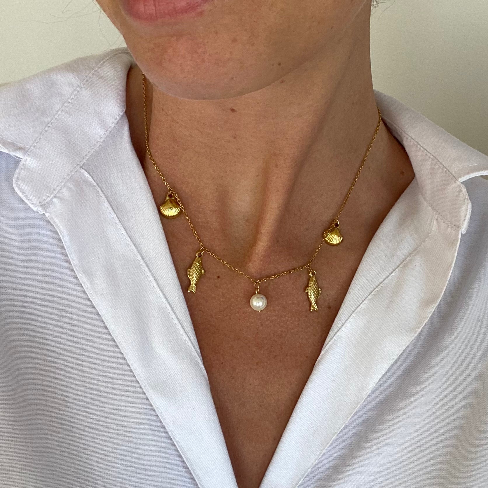 Collier à breloque acier inoxydable inspiré de la mer 