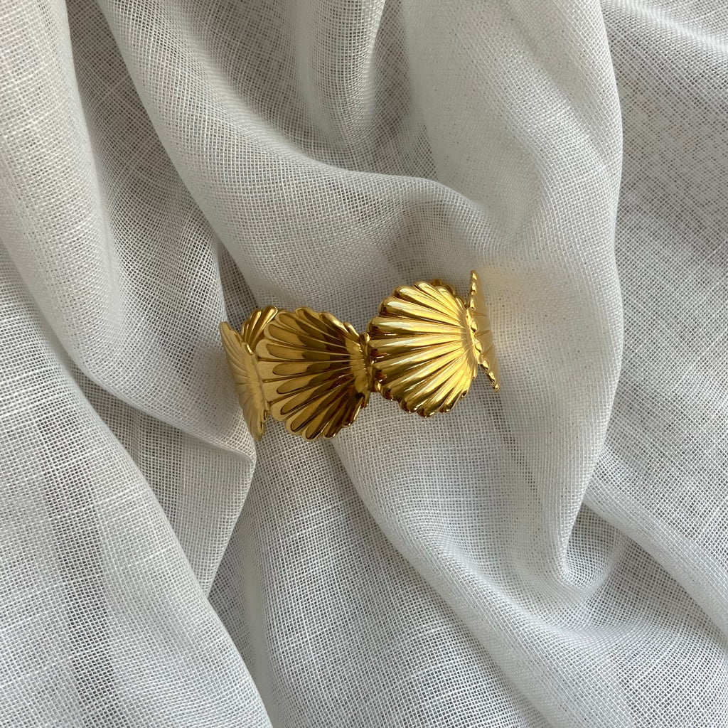 Bracelet jonc coquillage femme acier inoxydable