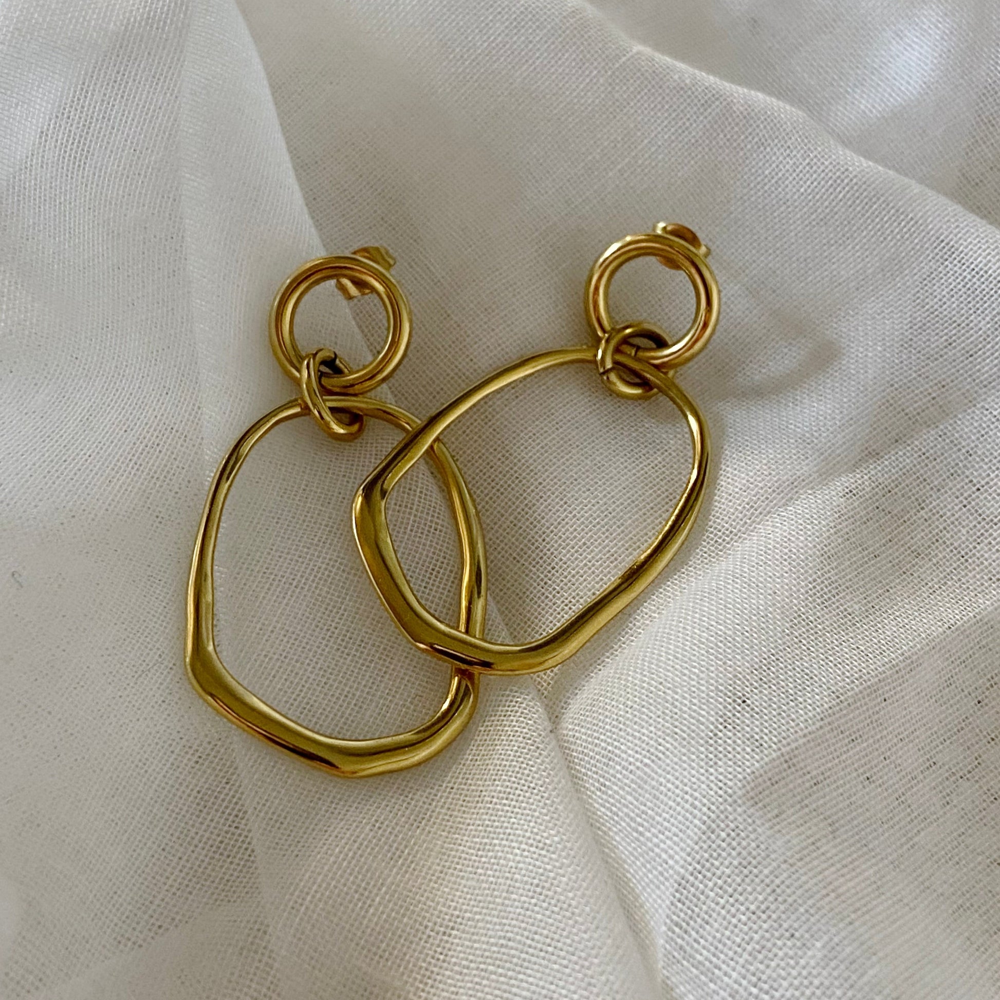 Boucles d'oreille acier inoxydable design moderne élégante dorées - Maison Muguette
